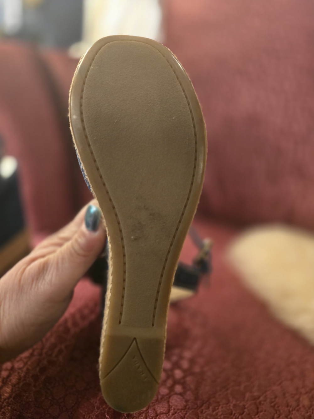 PRADA GENUINE Blue Suede Wedge Sandals with Ankle Strap - Picture 9 of 16
